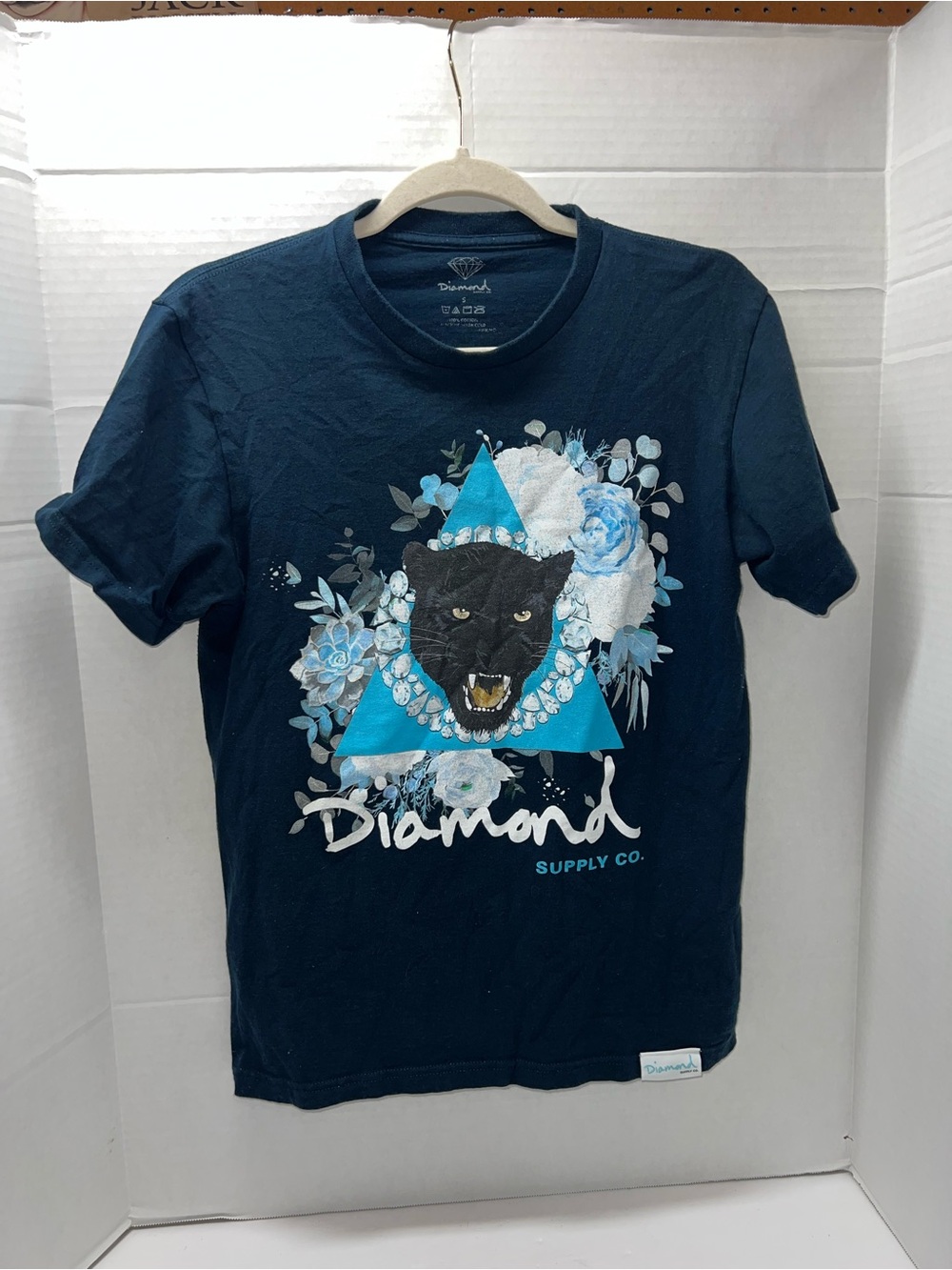 Diamond Supply Co. Navy Short-Sleeve Logo Tee Panther Cat